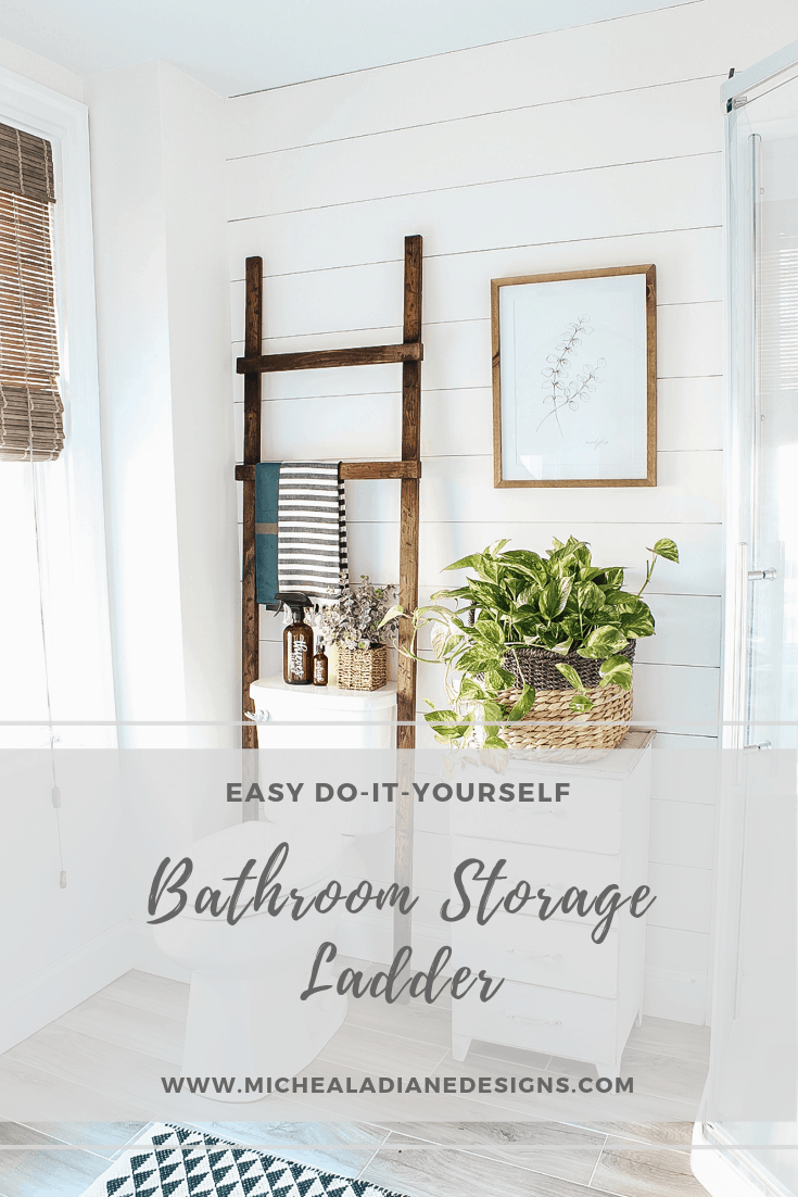 Easy and Inexpensive DIY Bathroom Storage Ladder | michealadianedesigns.com