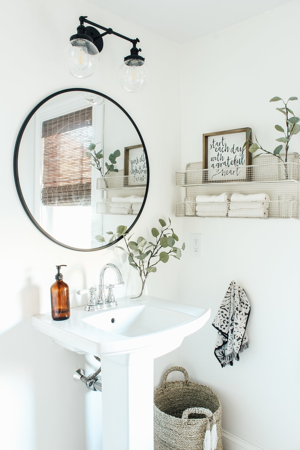 Modern Farmhouse Bathroom Sink Cabinet, Pedestal Sink Storage