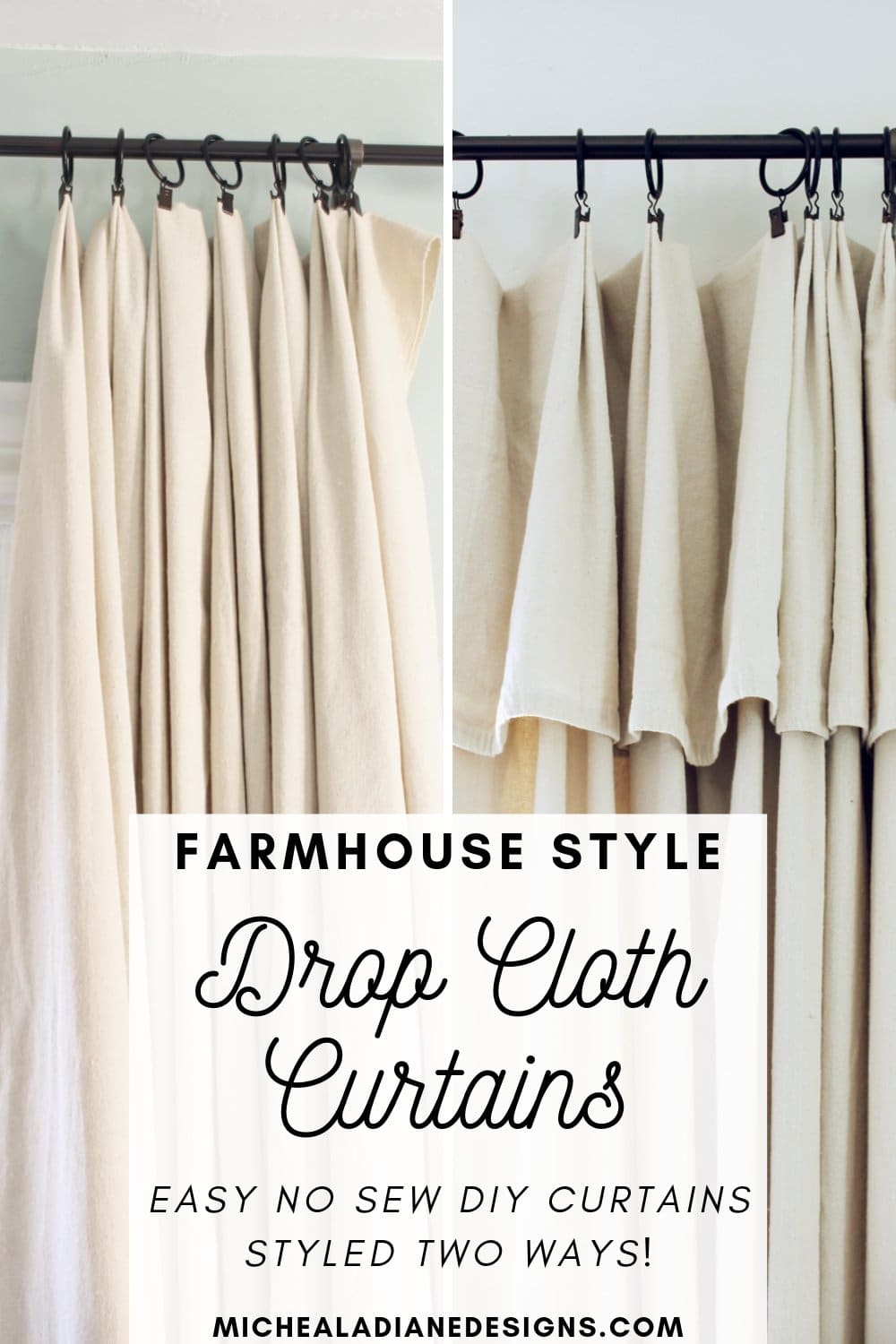 DIY Drop Cloth Curtains- 2 Ways - Micheala Diane Designs