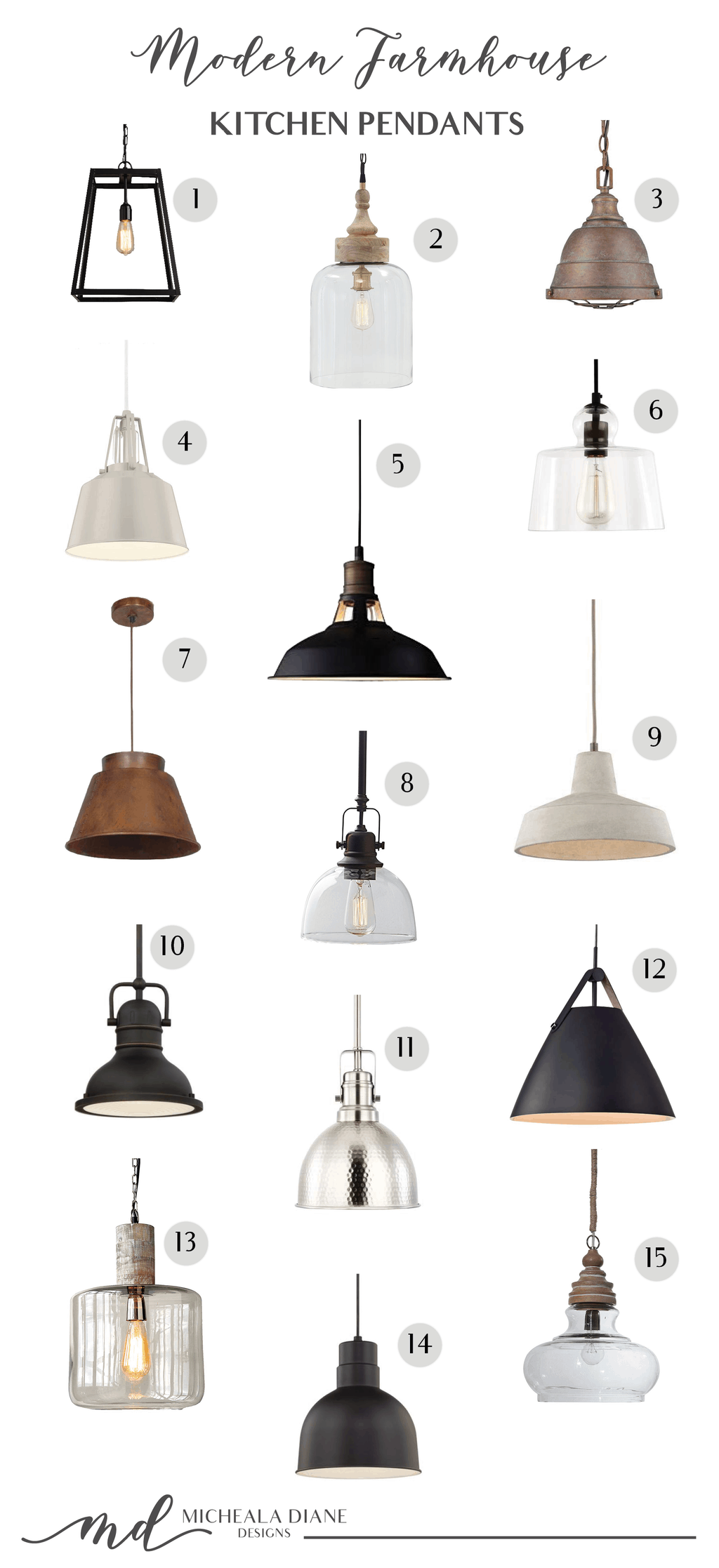 Modern Farmhouse Kitchen Pendants Micheala Diane Designs