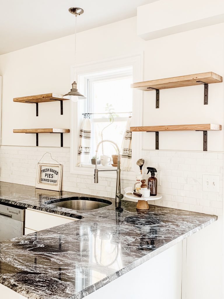 open kitchen shelving wood design