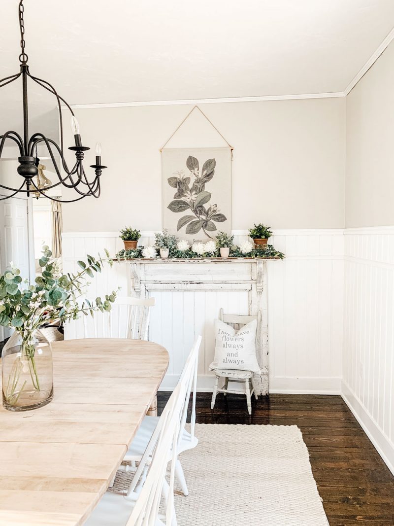 Simple Spring Mantel & Dining Room - Micheala Diane Designs