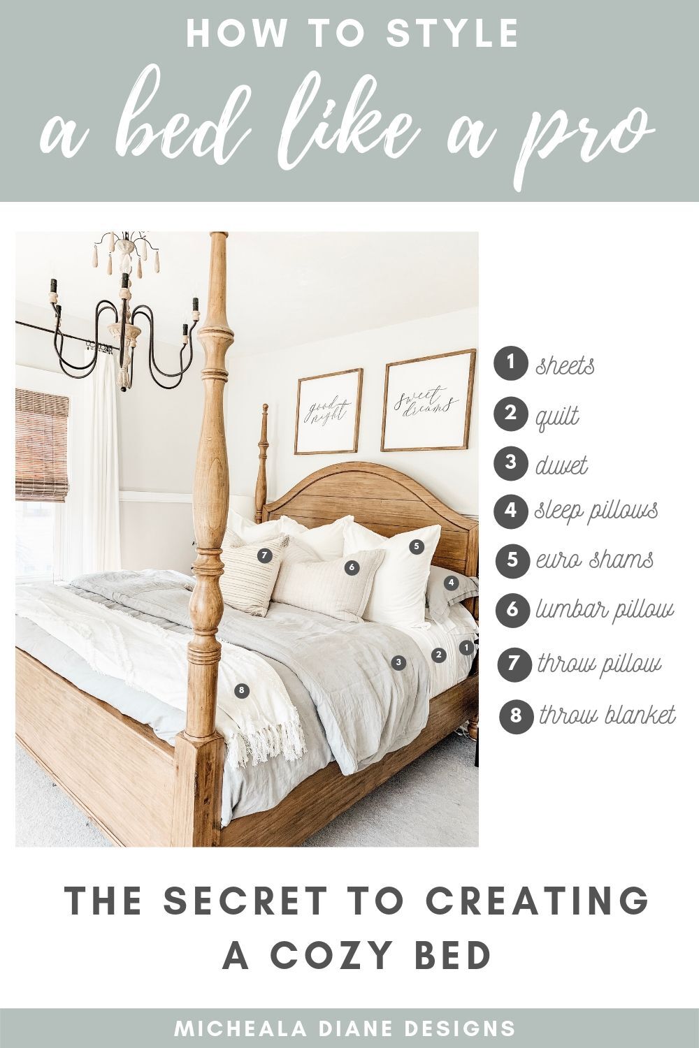 How to Style a Bed Like a Pro   Micheala Diane Designs