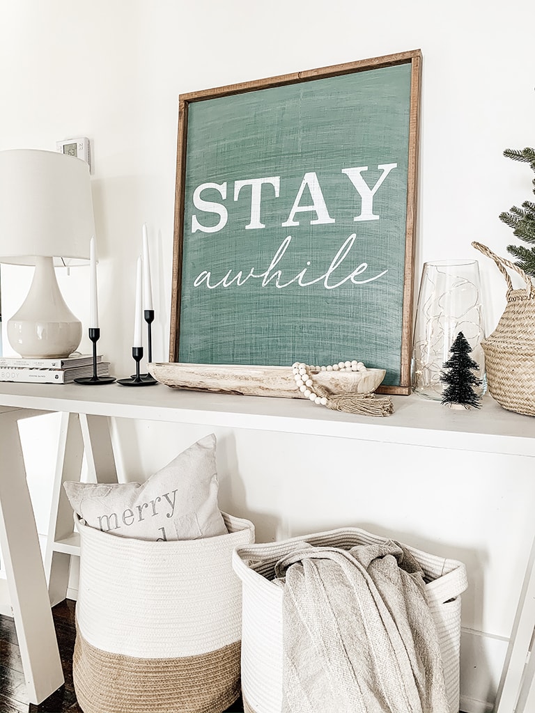 styled farmhouse console table