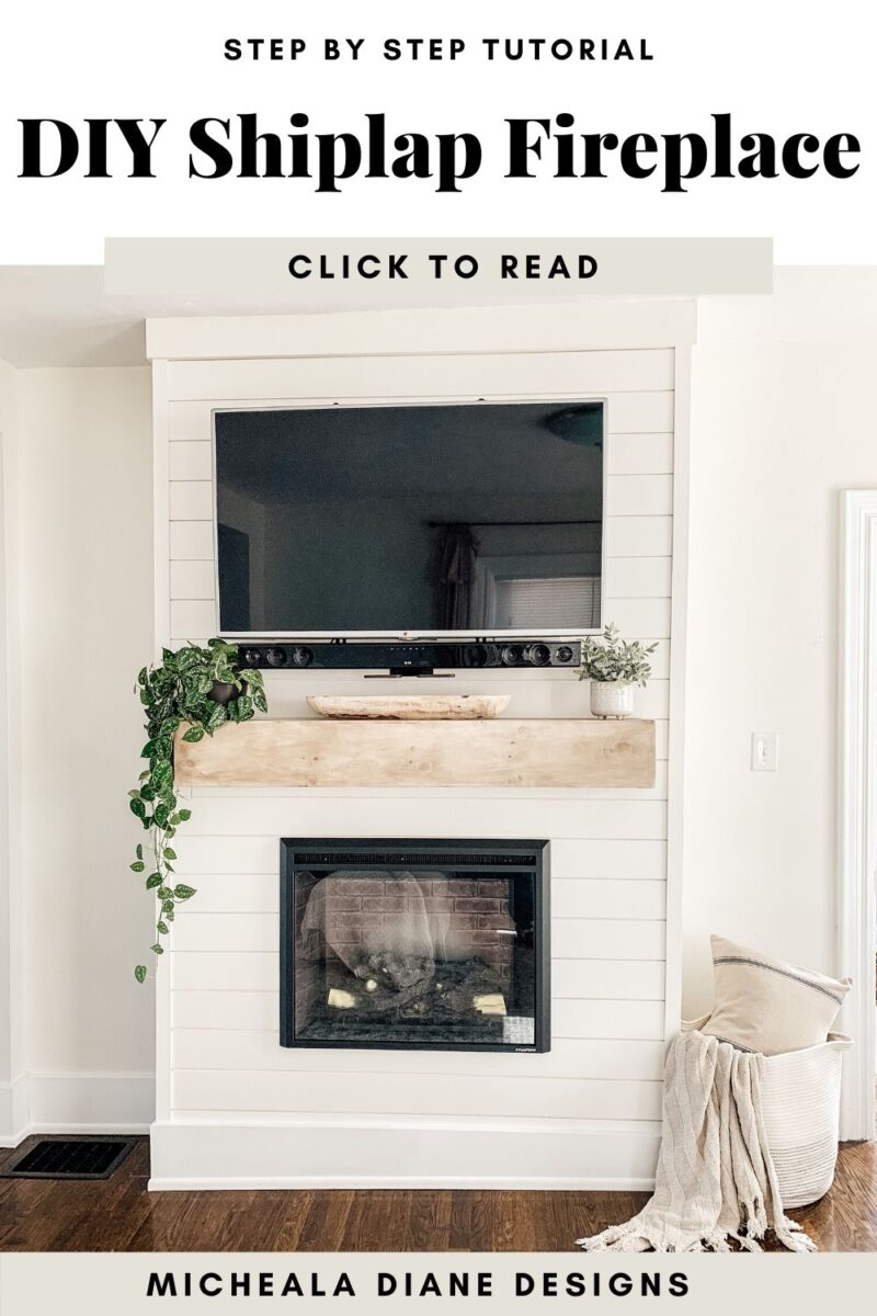 DIY Shiplap Electric Fireplace & Mantel - Micheala Diane Designs