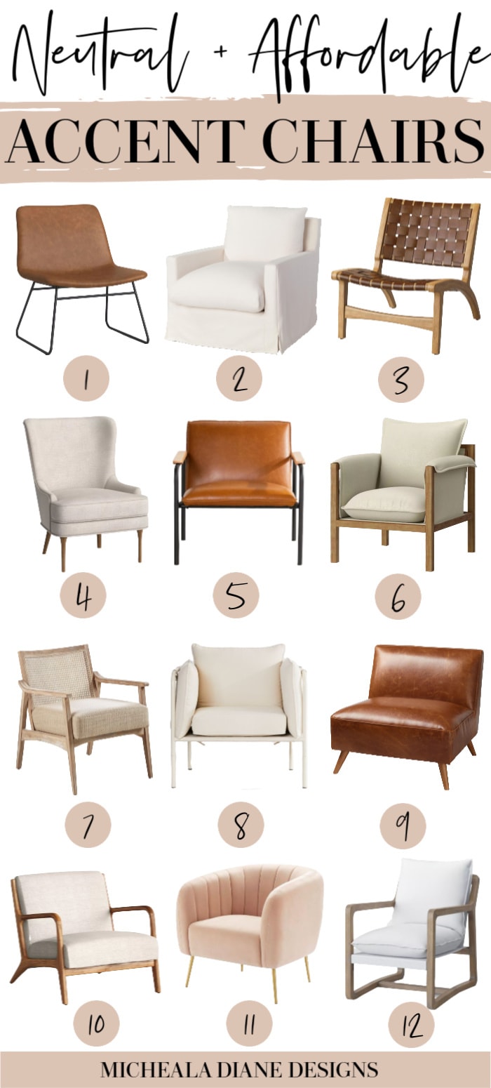 Affordable Neutral Accent Chairs Micheala Diane Designs