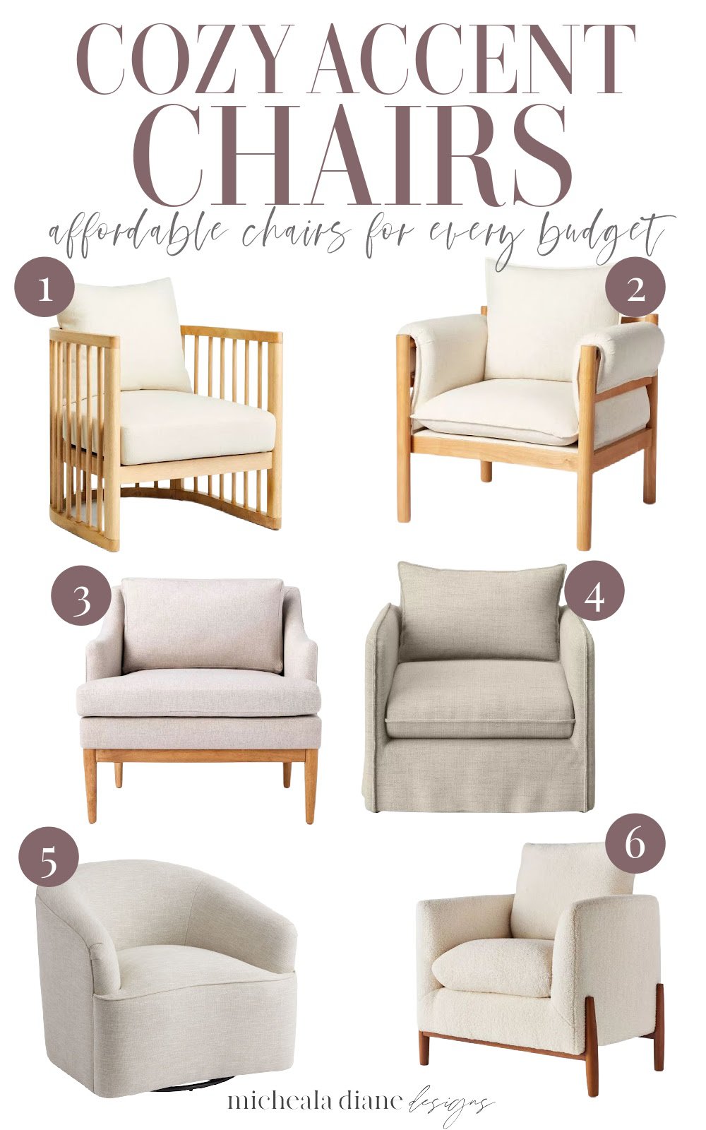 Affordable Neutral Accent Chairs Micheala Diane Designs