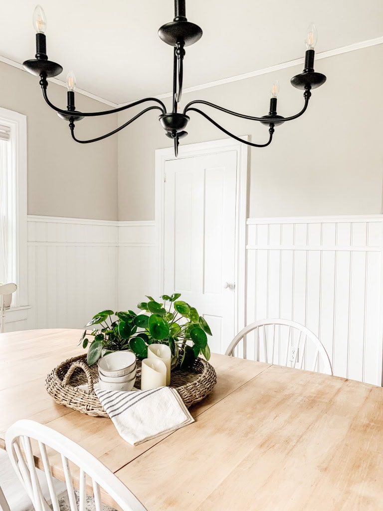 Dining room painted Sherwin Williams Agreeable Gray