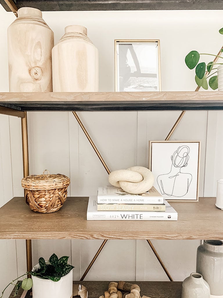 Home office styled shelves