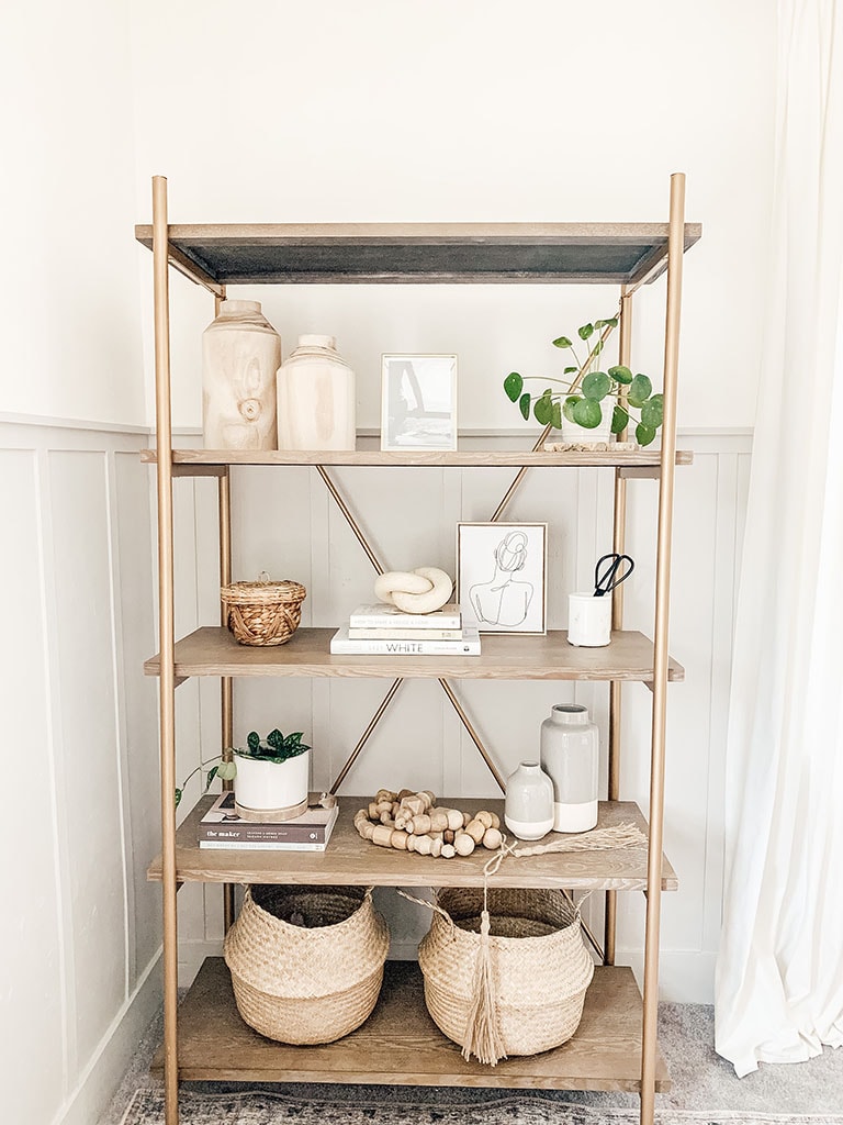 Home office styled shelves