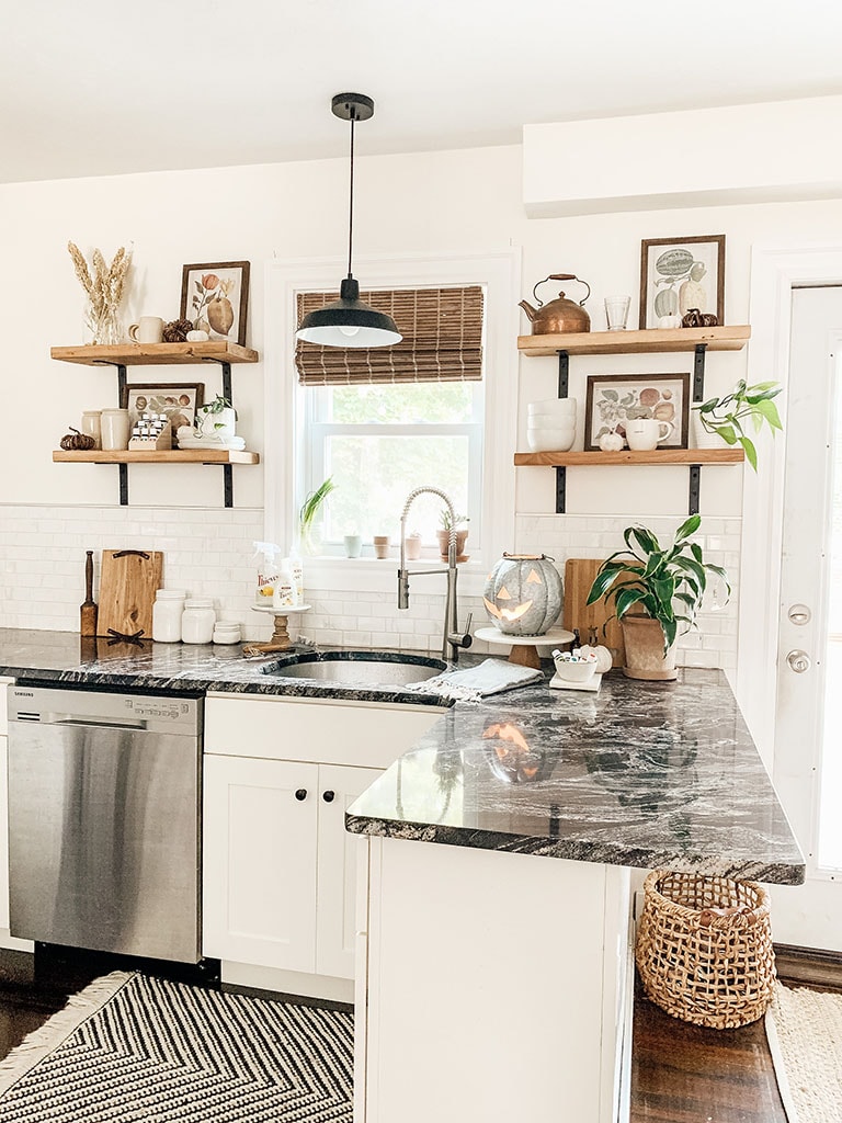 Kitchen decorated for fall