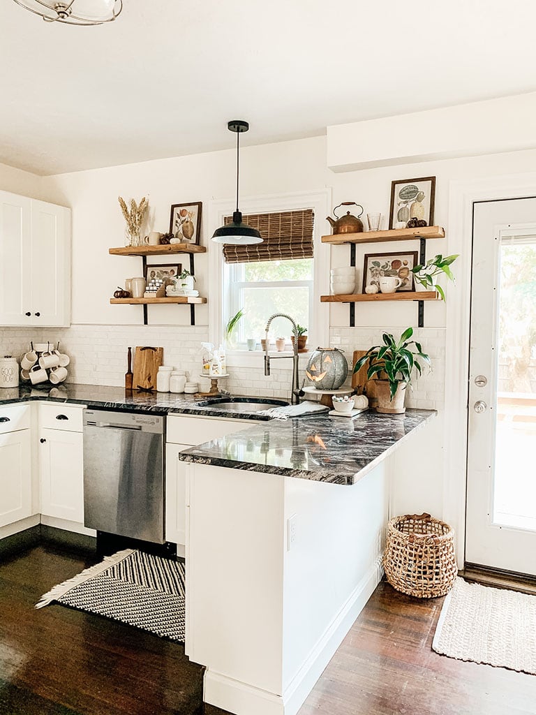 Kitchen Shelf Styling Ideas For Fall - Modern Glam