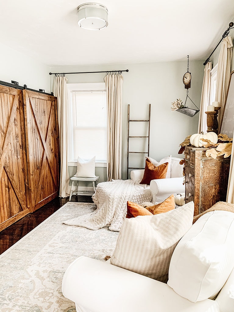 Cozy Fall Living Room Barn Doors