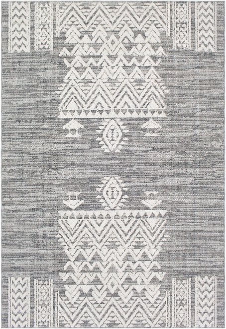 Grey Geometric Outdoor Rug