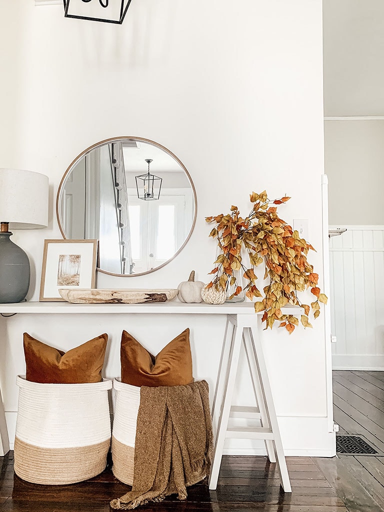 Fall decorated entryway