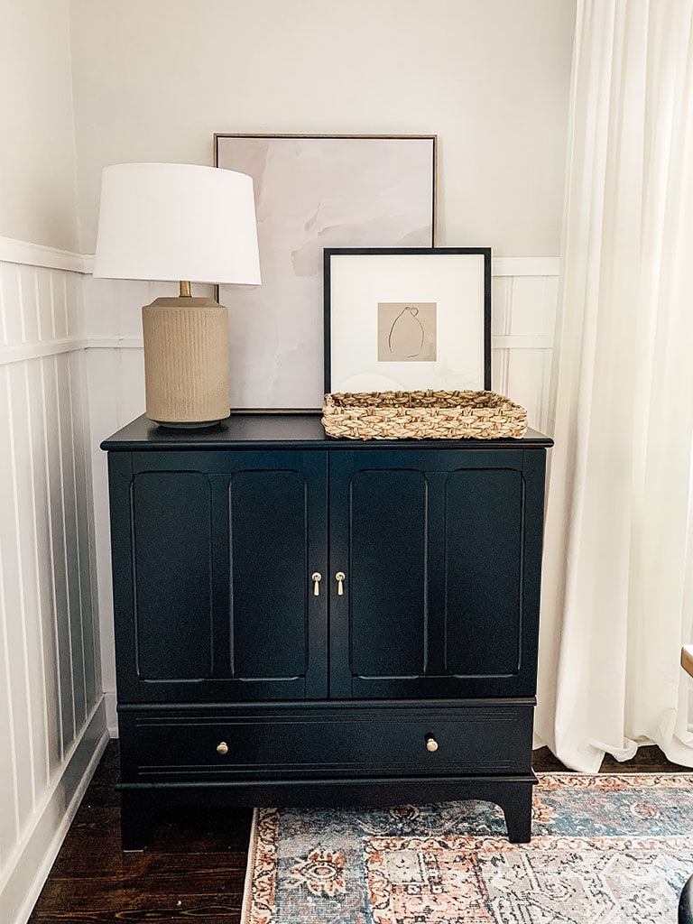 Black dining room storage cabinet