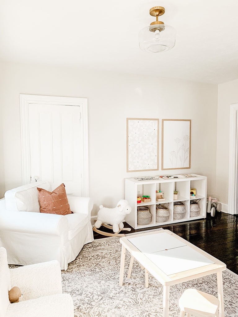 neutral minimalist playroom