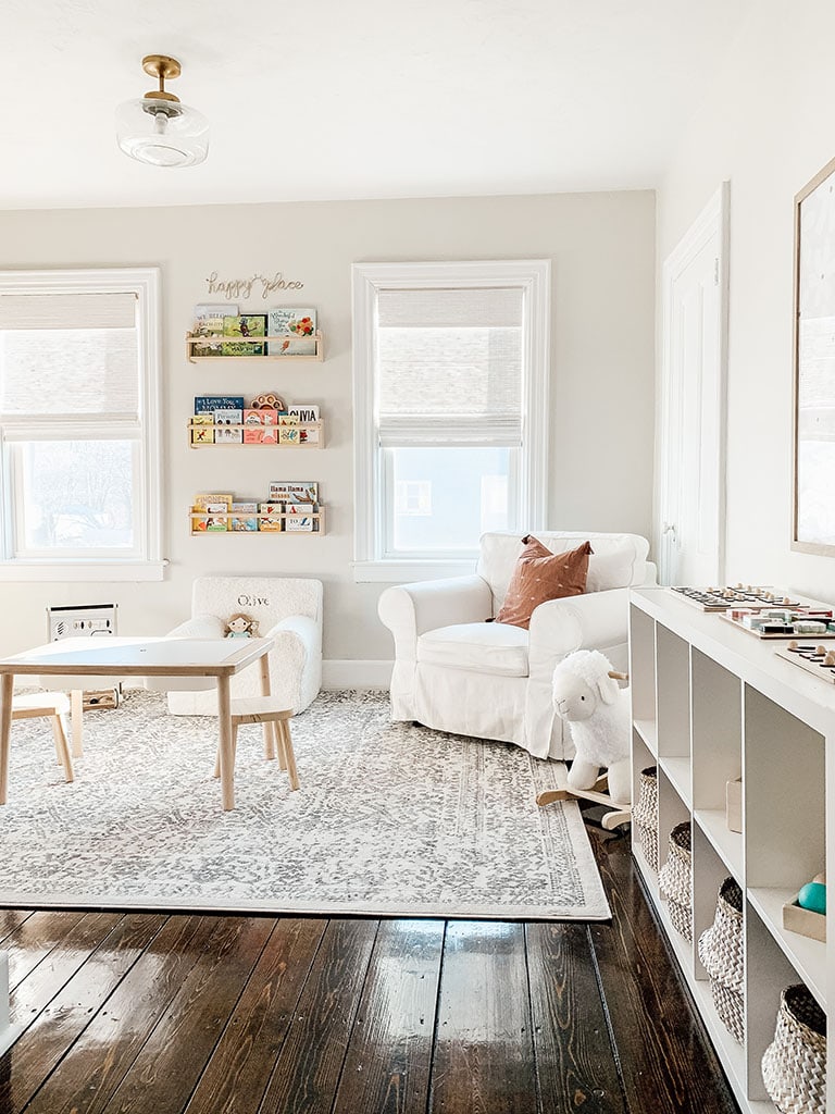 neutral minimalist playroom