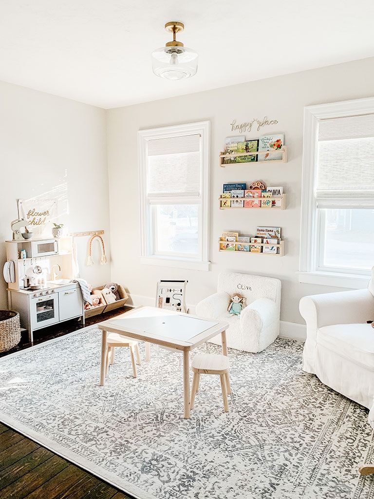 neutral minimalist playroom