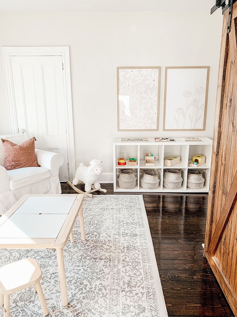 neutral minimalist playroom