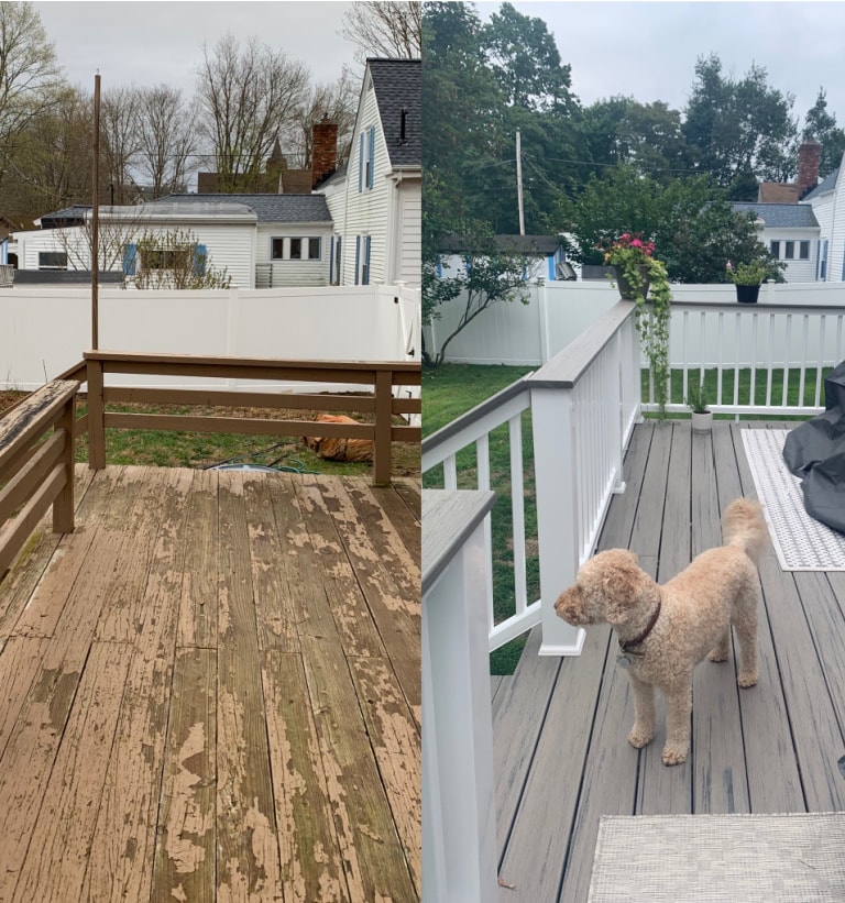 Raised deck before and after