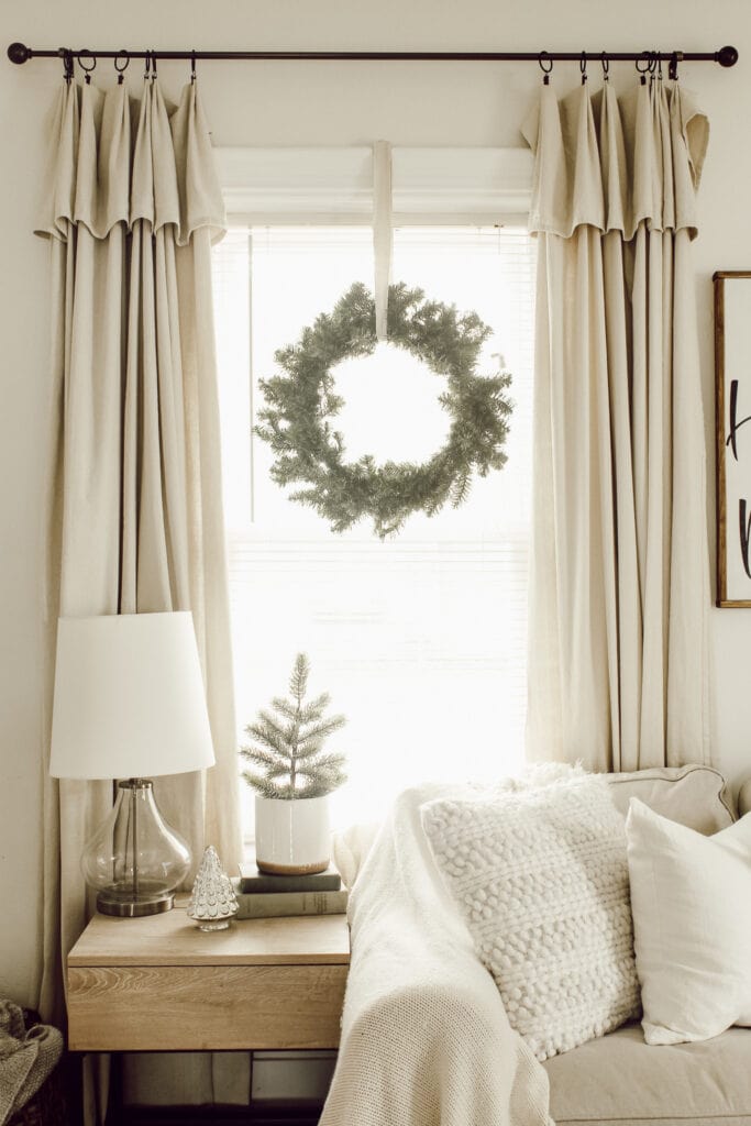 Wreath on inside window