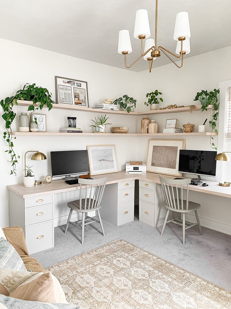 L-shaped desk for two