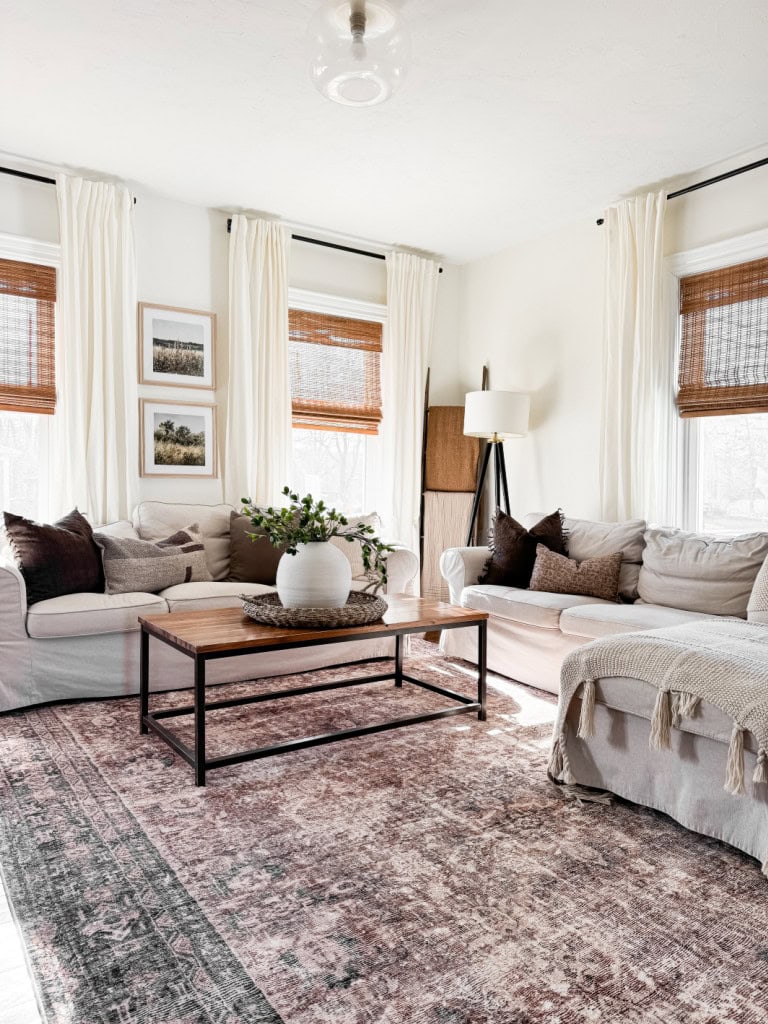 Living Room Rug Placement: Loloi Morgan Sunset / Ink 