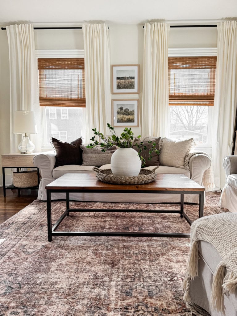 Living Room Rug Placement: Loloi Morgan Sunset / Ink