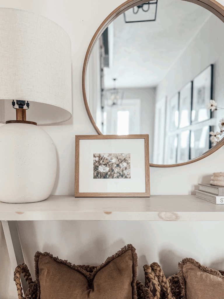 Summer entry table art in a wood frame
