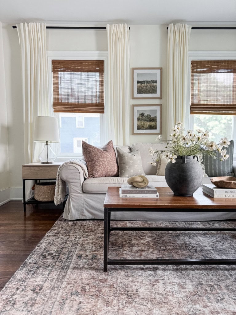 Summer Living Room With floral throw pillows