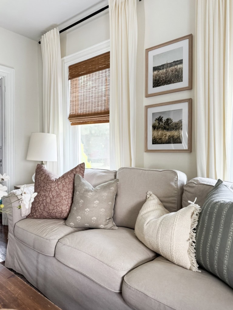 Summer Living room with Woven Nook Spring Pillow Collection