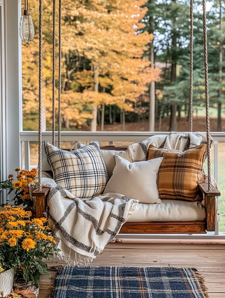 Fall Porch Swing Styling