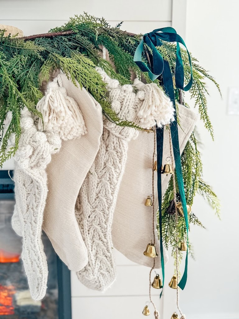 Christmas Decor Trends: Knit stockings, bell garland