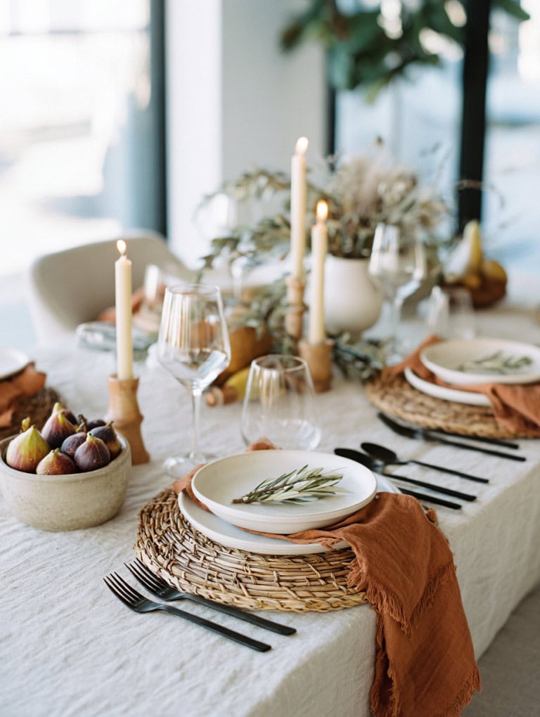 Scandinavian Minimalist Thanksgiving Table Setting