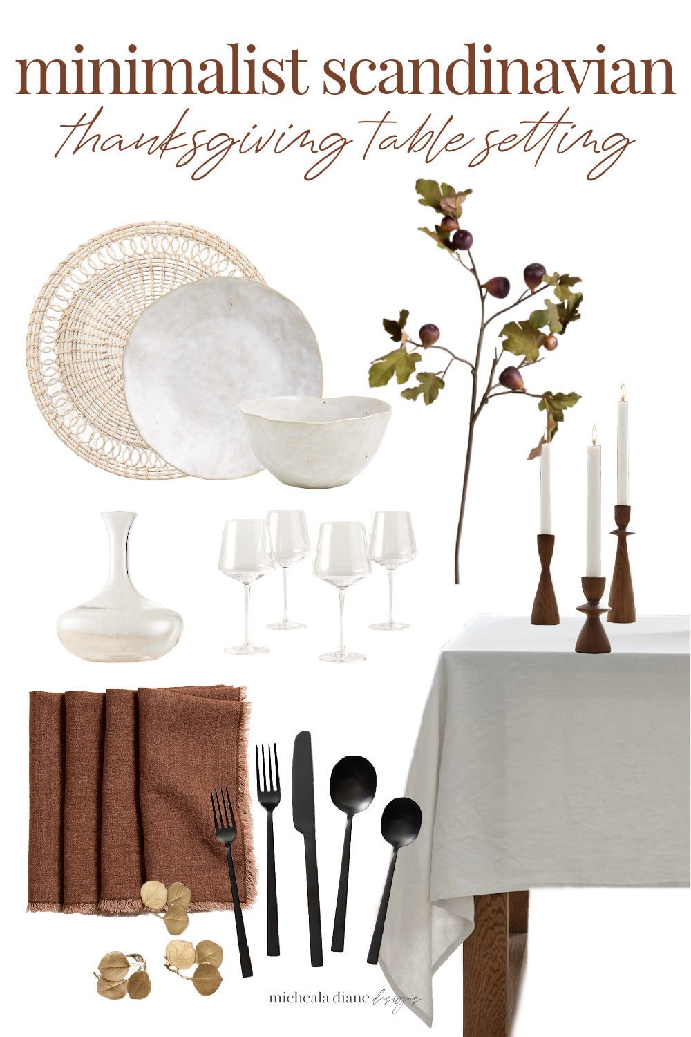 Scandinavian Minimalist Thanksgiving Table Setting