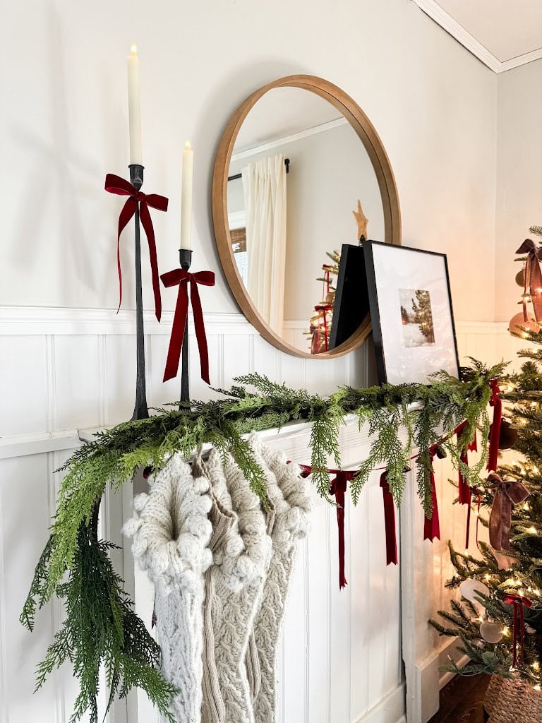 Red Christmas Mantel