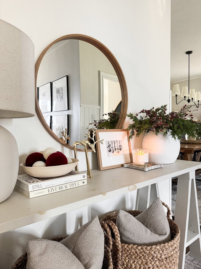 Red Christmas Console Table